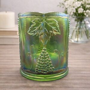 Indiana Glass Iridescent Green Vase